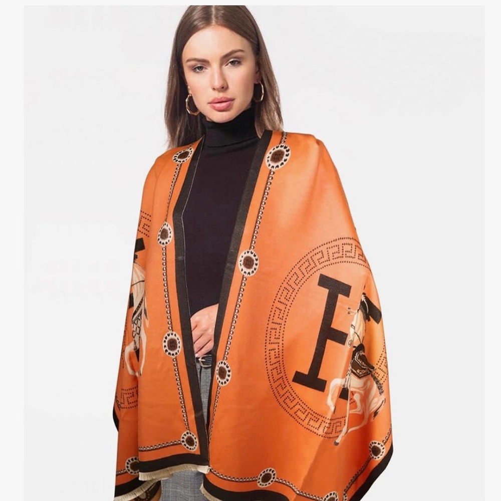 Elegant Beige and Orange Women's Shawl